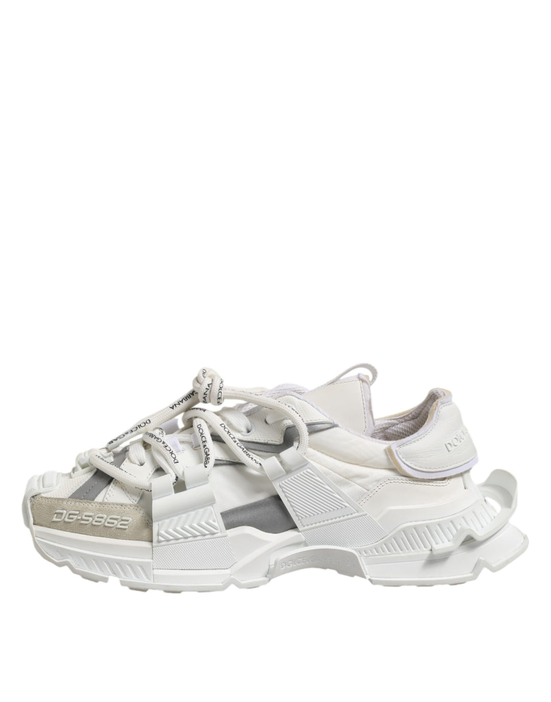 Dolce &amp; Gabbana White Gray Low Top Space Sneakers Shoes