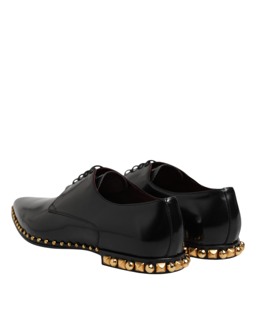 Dolce &amp; Gabbana Black Leather Studded Derby Men Dress Shoes
