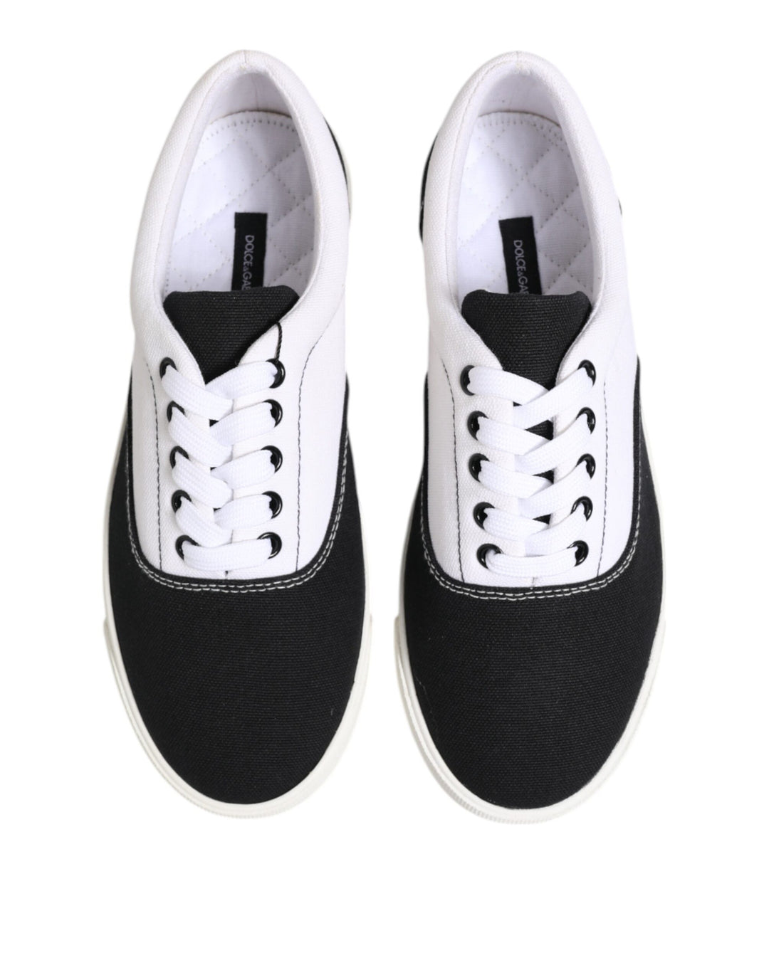 Dolce &amp; Gabbana Black Cotton Canvas Lace Up Men Sneakers Shoes