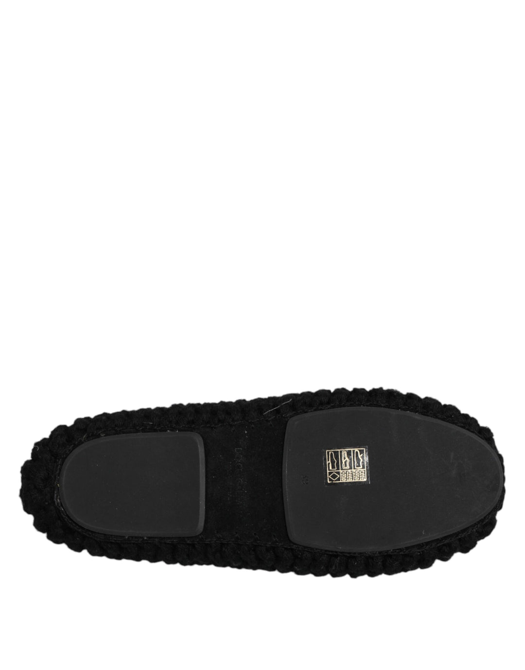 Dolce &amp; Gabbana Black Wool Slip On Flats Ballerina Shoes