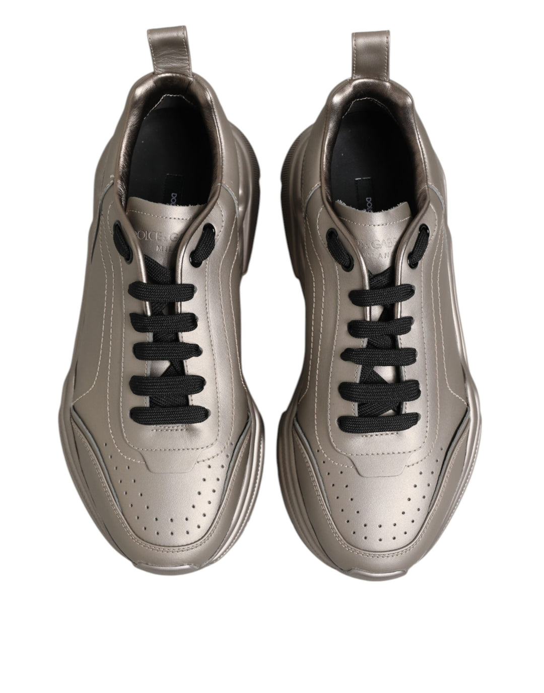 Dolce &amp; Gabbana Silver DAYMASTER Leather Men Sneakers Shoes