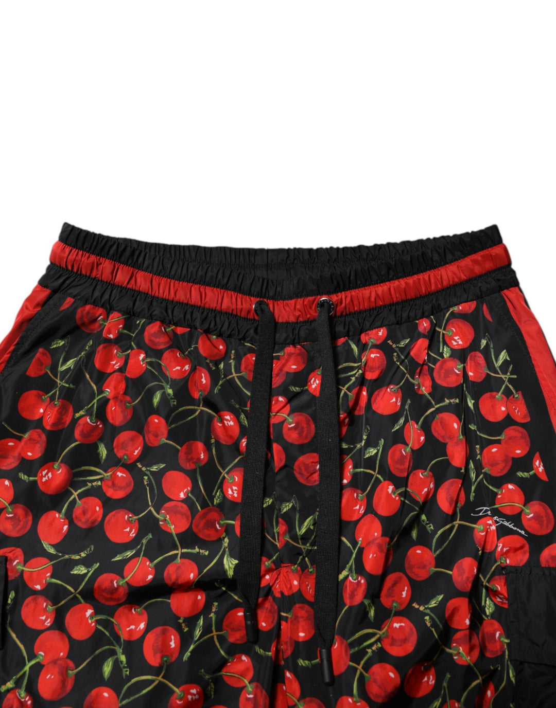 Dolce &amp; Gabbana Black Red Cherry Print Men Sweatpants Pants