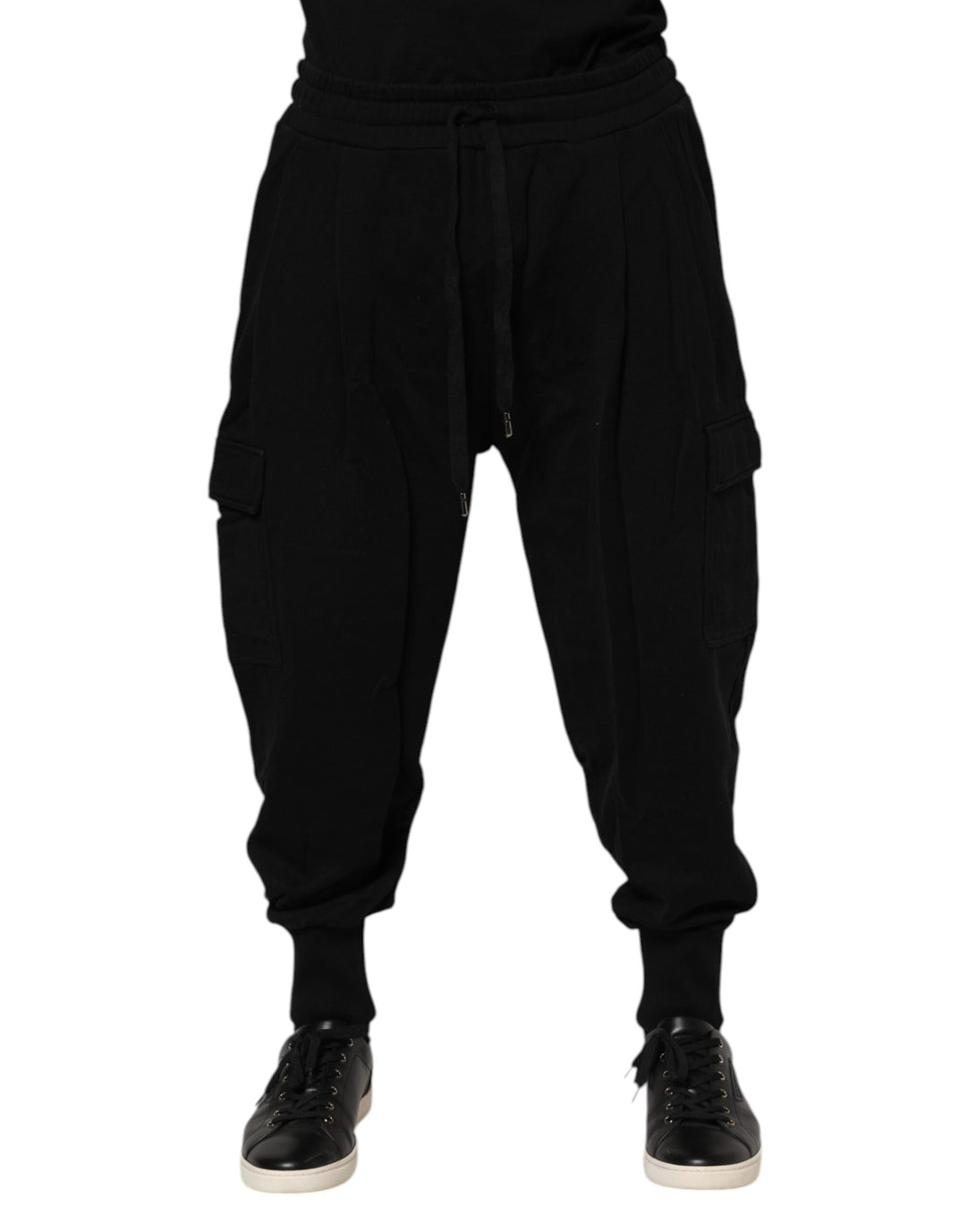 Dolce &amp; Gabbana Black Cotton Logo Jogger Sweatpants Pants
