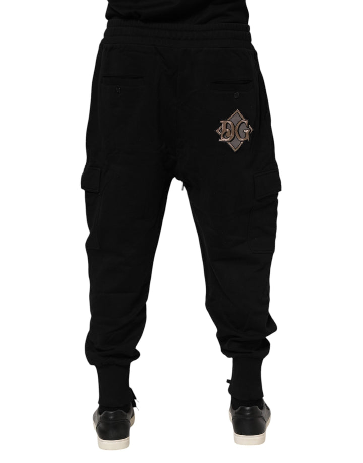 Dolce &amp; Gabbana Black Cotton Logo Jogger Sweatpants Pants