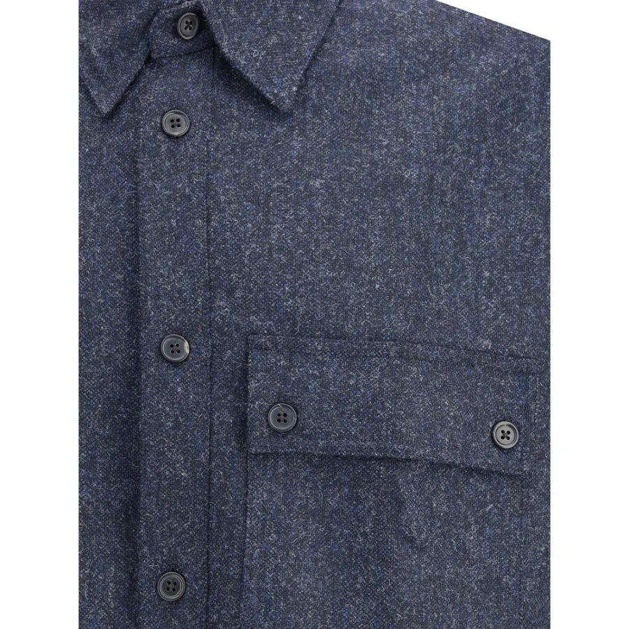 Thom Browne Blue Wool Dress Shirt