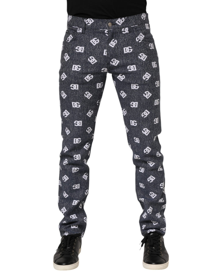 Dolce &amp; Gabbana Dark Gray Logo Cotton Skinny Slim Denim Jeans