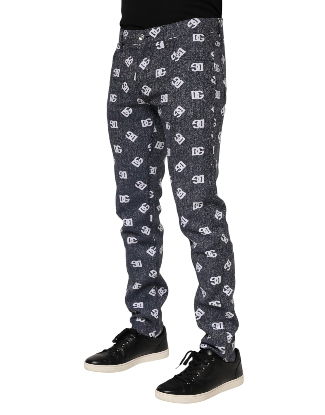 Dolce &amp; Gabbana Dark Gray Logo Cotton Skinny Slim Denim Jeans