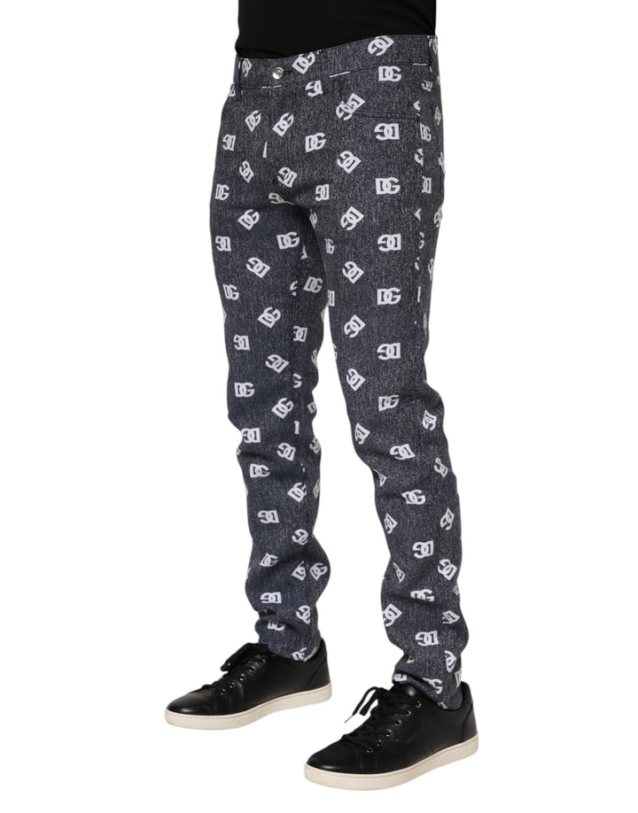 Dolce &amp; Gabbana Dark Gray Logo Cotton Skinny Slim Denim Jeans