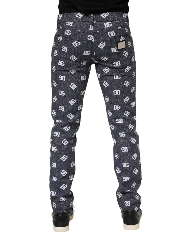 Dolce &amp; Gabbana Dark Gray Logo Cotton Skinny Slim Denim Jeans