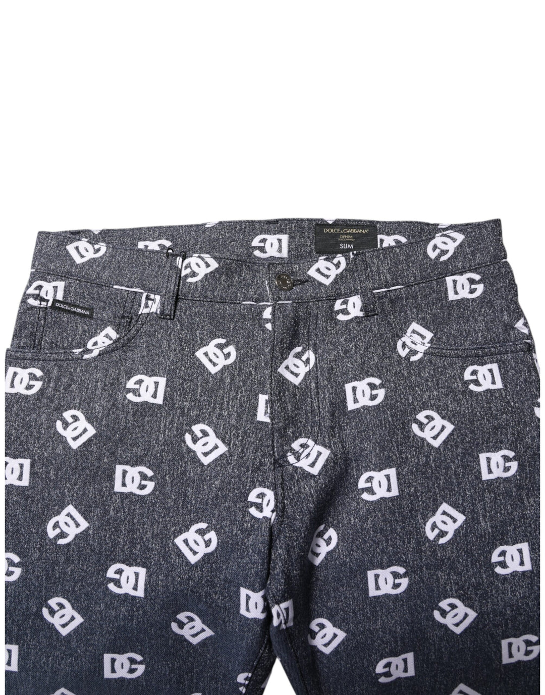 Dolce &amp; Gabbana Dark Gray Logo Cotton Skinny Slim Denim Jeans
