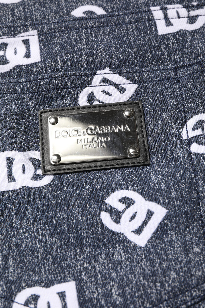 Dolce &amp; Gabbana Dark Gray Logo Cotton Skinny Slim Denim Jeans