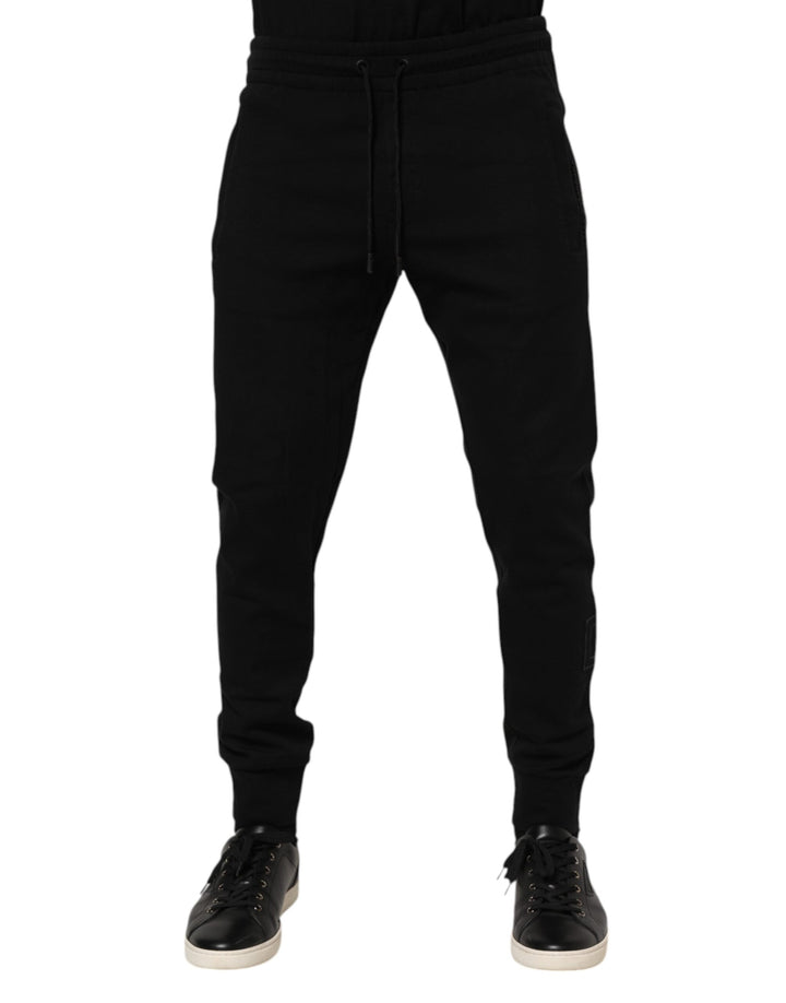 Dolce &amp; Gabbana Black Cotton Men Jogger Sweatpants Pants