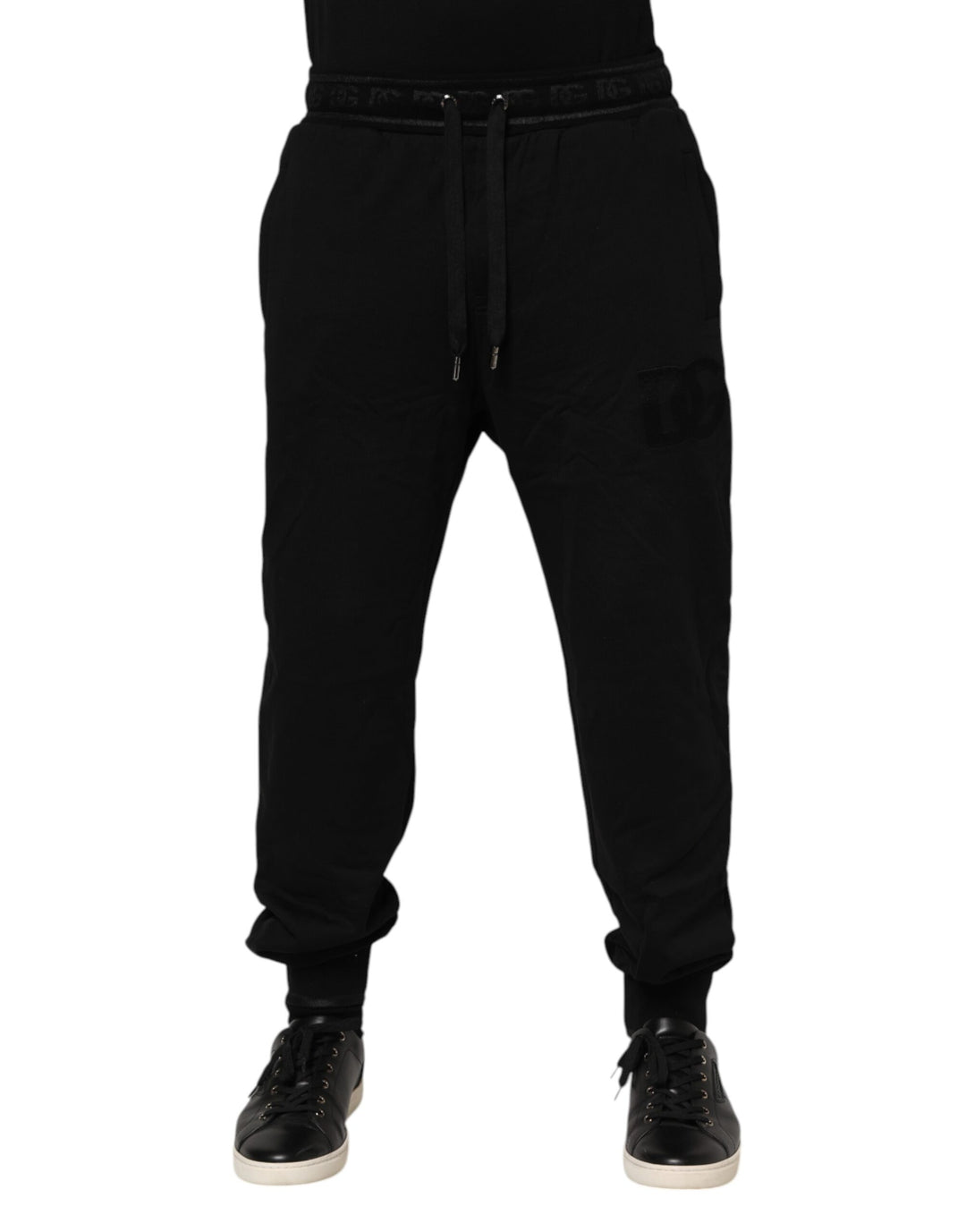 Dolce &amp; Gabbana Black Cotton Drawstring Jogger Pants