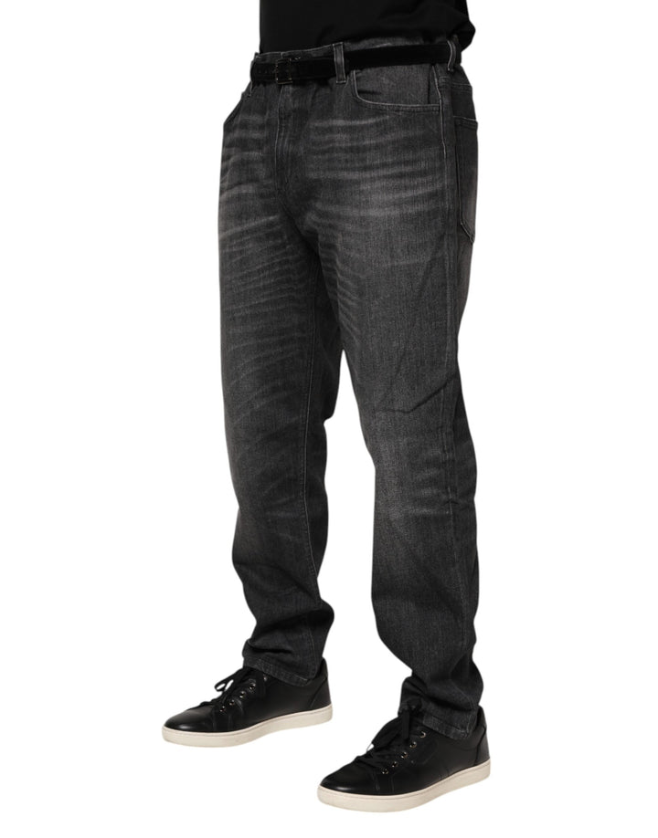 Dolce &amp; Gabbana Gray Washed Cotton Loose Denim Jeans