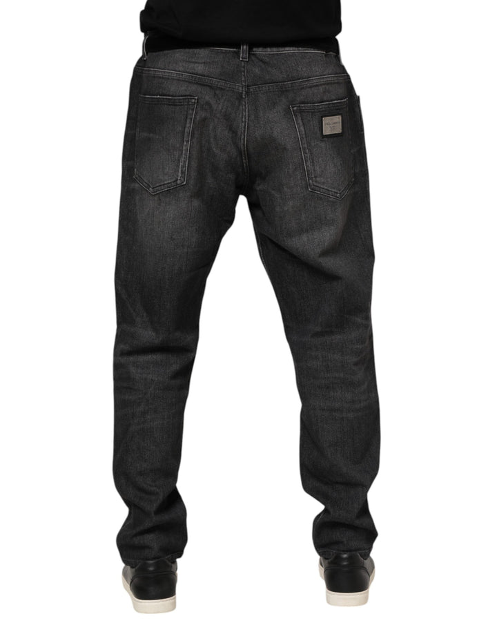 Dolce &amp; Gabbana Gray Washed Cotton Loose Denim Jeans