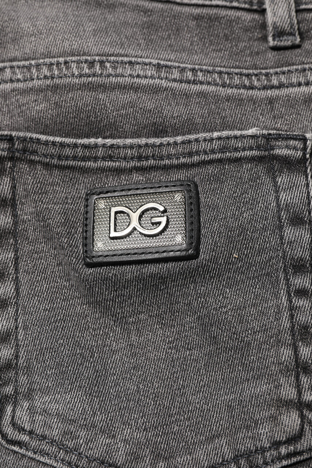 Dolce &amp; Gabbana Gray Cotton Logo Plaque Men Denim Jeans