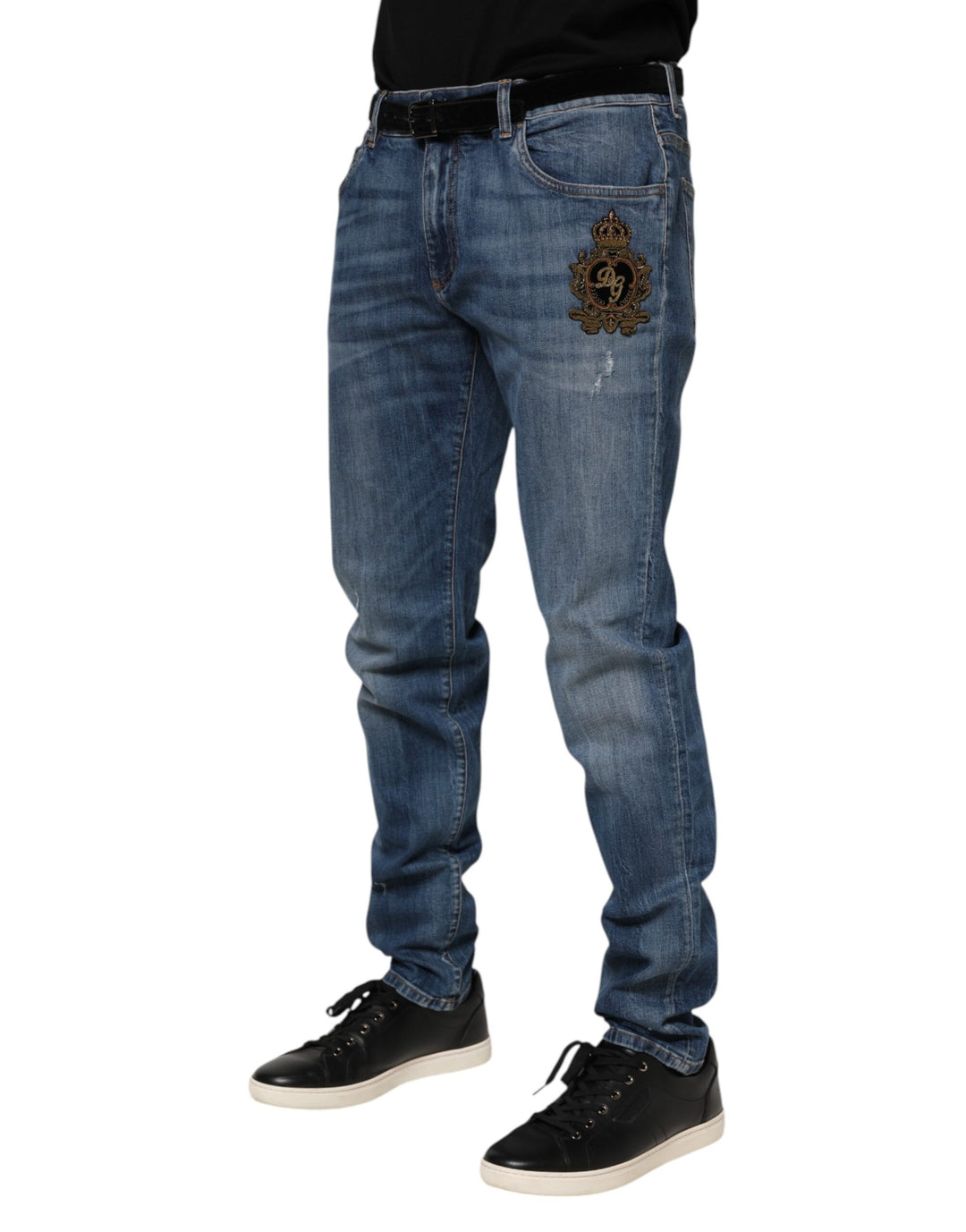 Dolce &amp; Gabbana Blue Logo Embroidery Denim Jeans