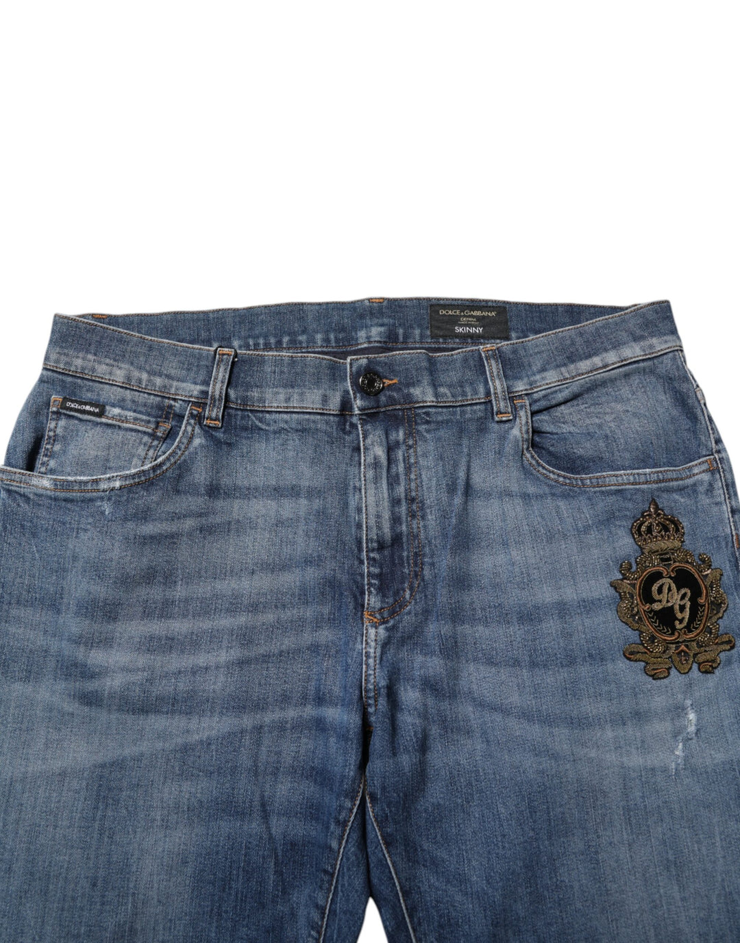 Dolce &amp; Gabbana Blue Logo Embroidery Denim Jeans