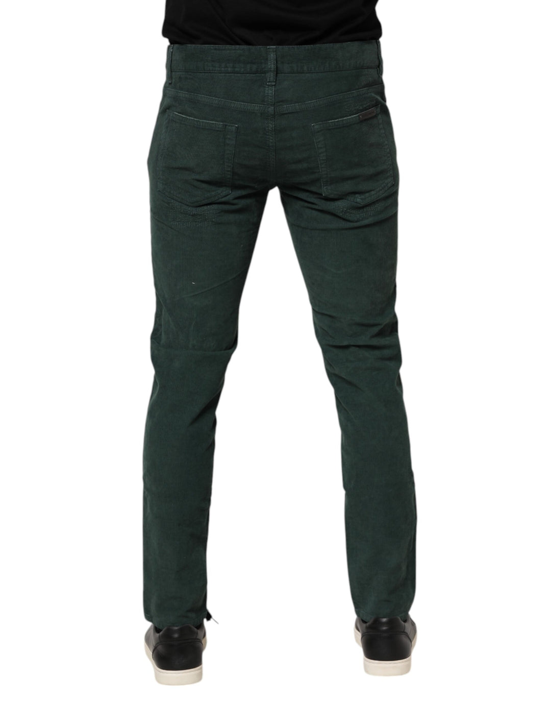 Dolce &amp; Gabbana Green Cotton Corduroy Skinny Pants