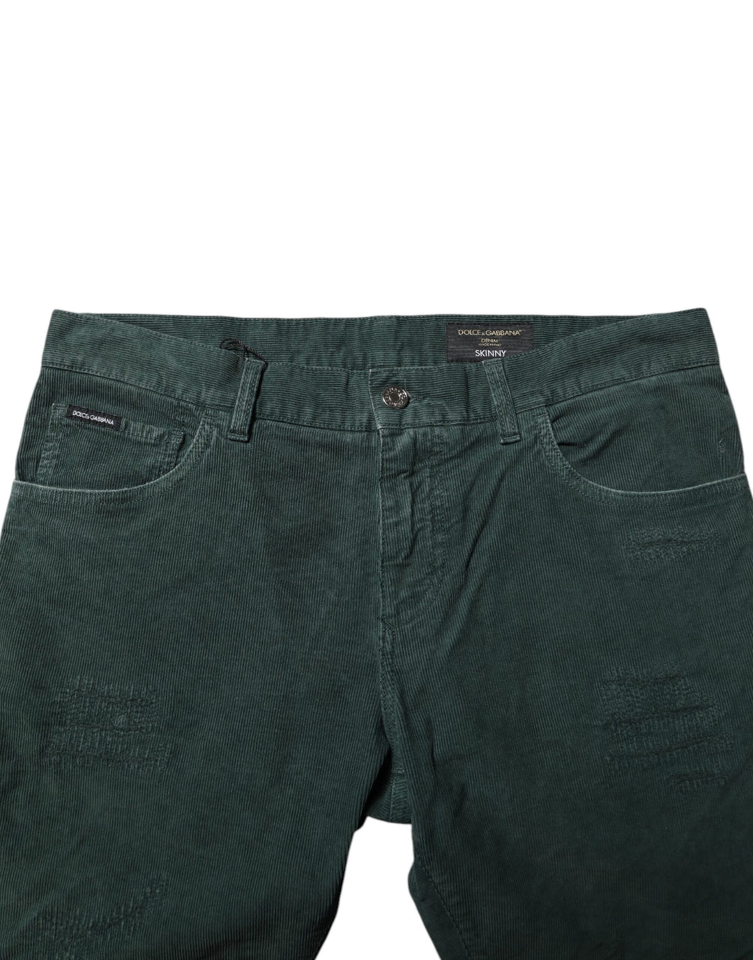 Dolce &amp; Gabbana Green Cotton Corduroy Skinny Pants