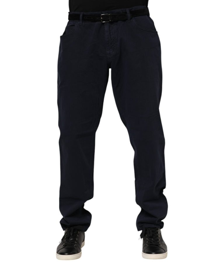 Dolce &amp; Gabbana Black Cotton Tapered Denim Jeans