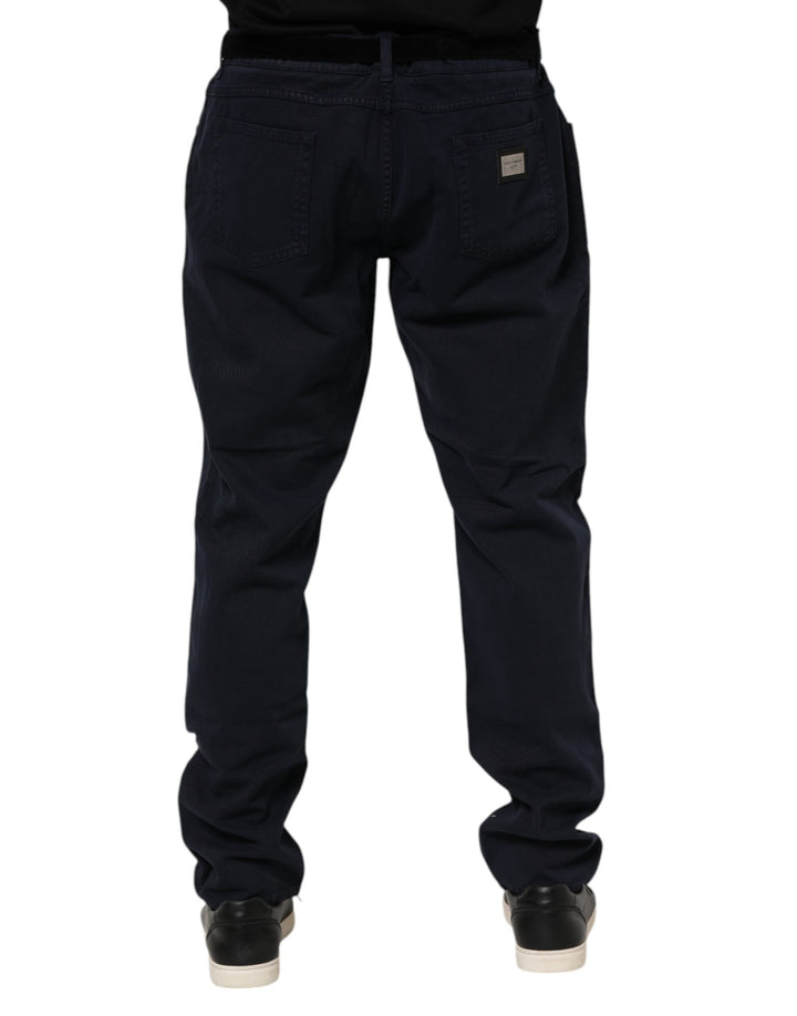 Dolce &amp; Gabbana Black Cotton Tapered Denim Jeans