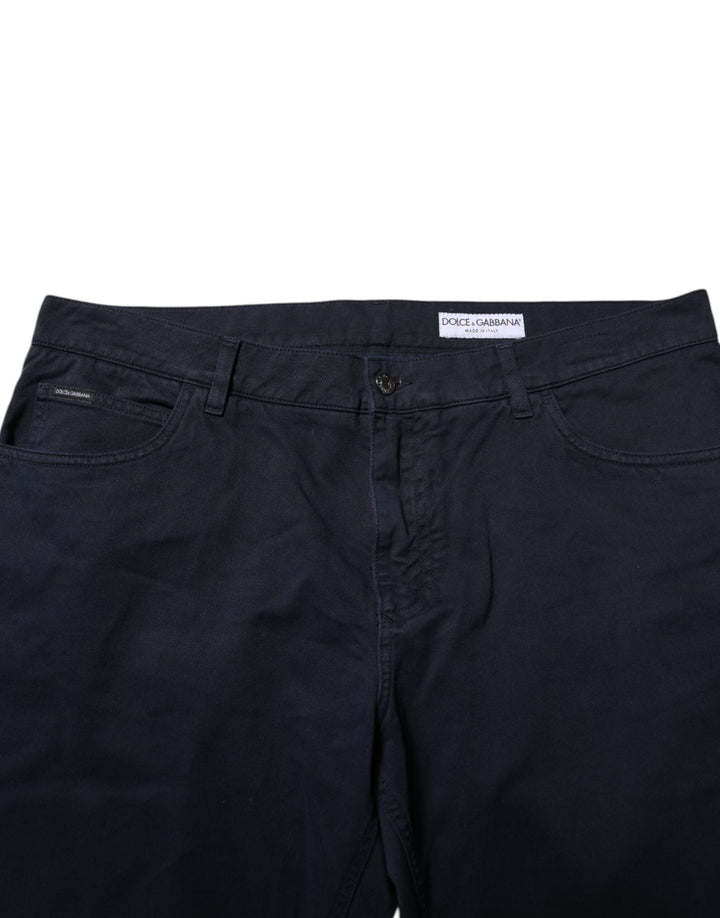 Dolce &amp; Gabbana Black Cotton Tapered Denim Jeans