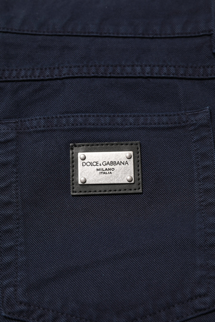 Dolce &amp; Gabbana Black Cotton Tapered Denim Jeans