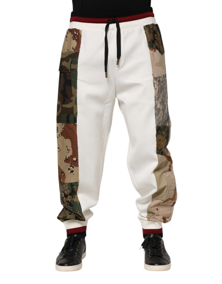 Dolce &amp; Gabbana White Patchwork Jogger Pants