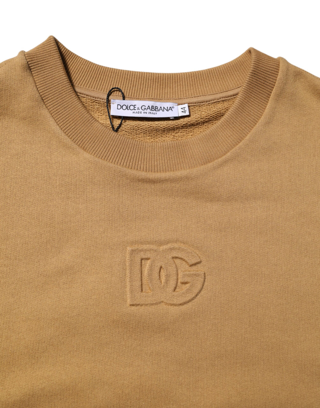 Dolce &amp; Gabbana Mustard Cotton DG Embossed Pullover Sweater