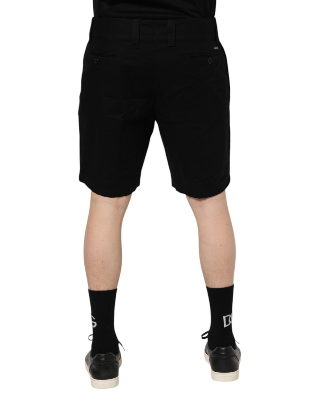 Dolce &amp; Gabbana Black Cotton Knee Length Men Bermuda Shorts