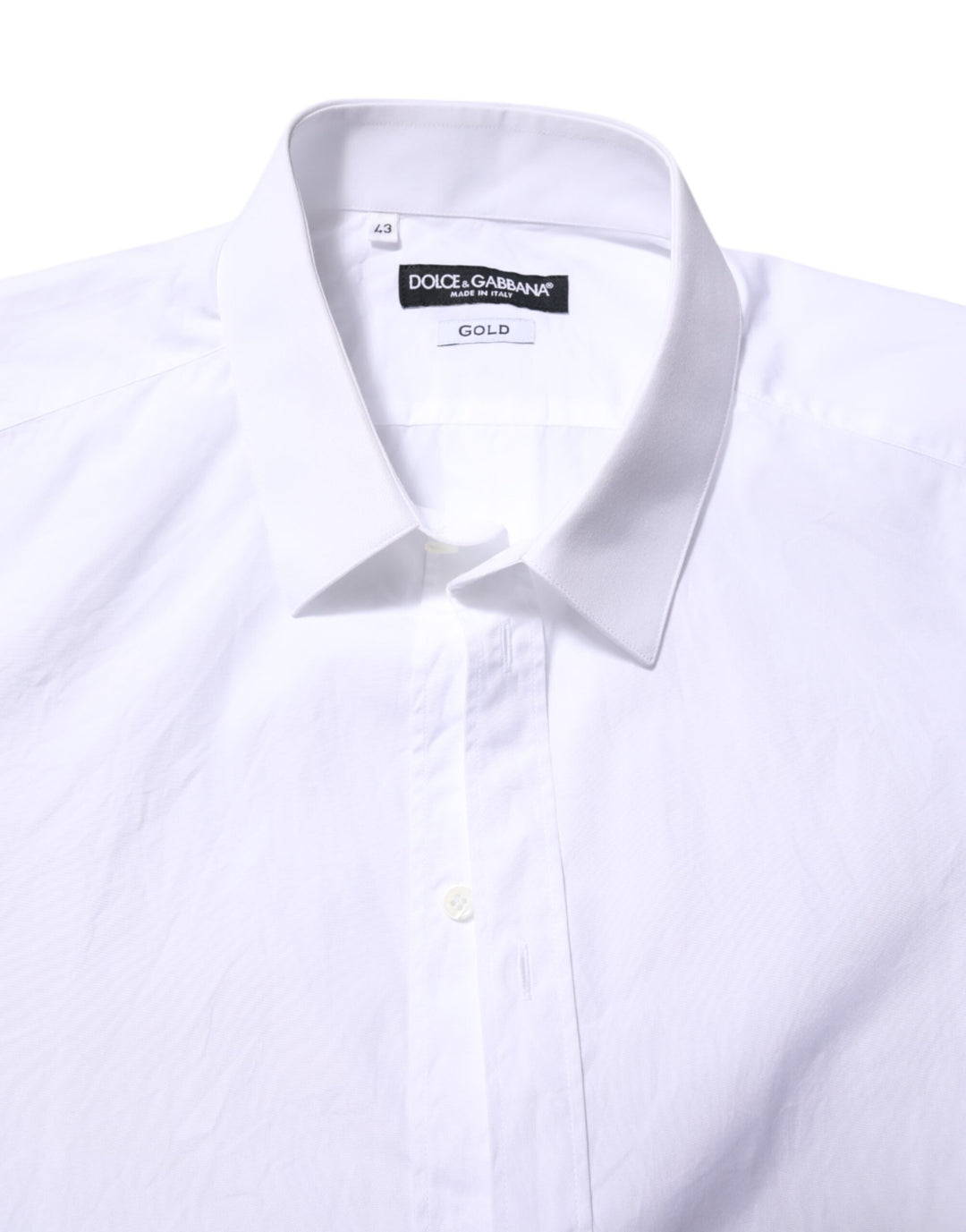 Dolce &amp; Gabbana White Cotton GOLD Long Sleeves Formal Shirt
