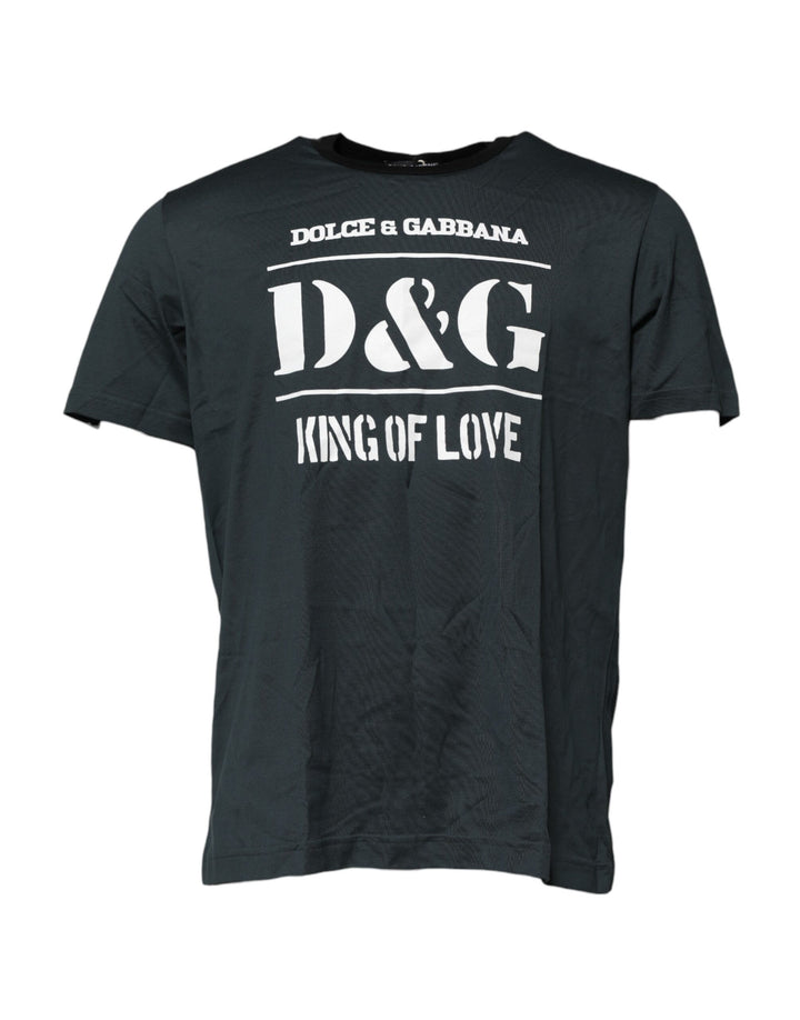 Dolce &amp; Gabbana Black Cotton Printed Short Sleeves T-shirt