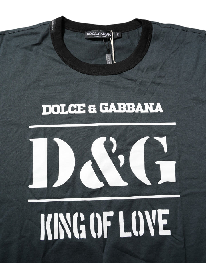 Dolce &amp; Gabbana Black Cotton Printed Short Sleeves T-shirt