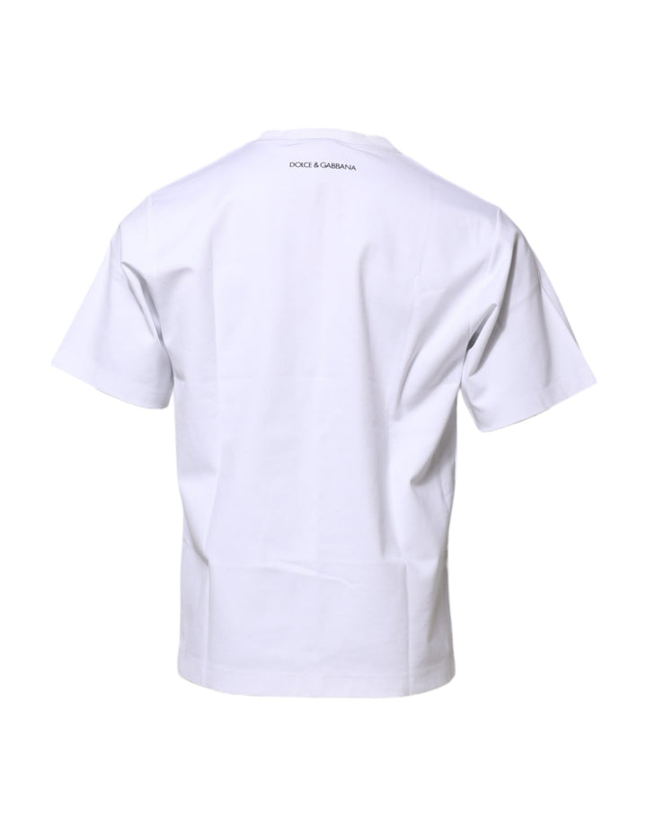Dolce &amp; Gabbana White Cotton Crew Neck Graphic Print T-shirt