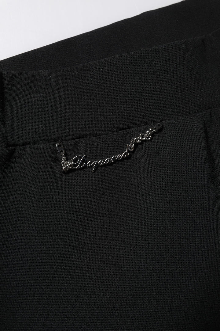 Dsquared² Black Polyester High Waisted Flared Pants