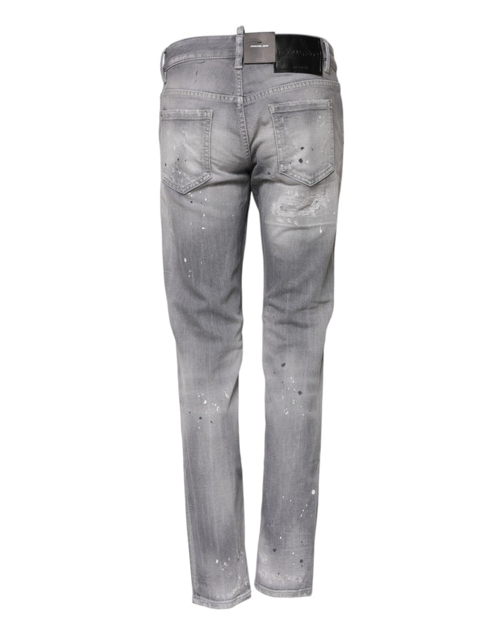 Dsquared² Gray Washed Mid Waist Tapered Denim Jeans