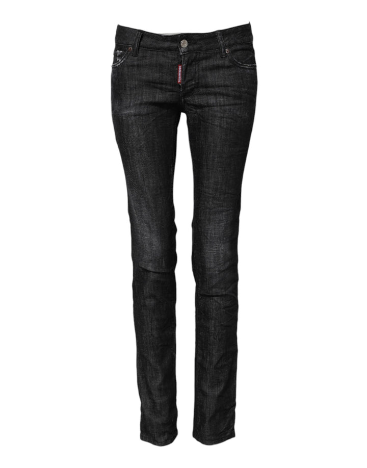 Dsquared² Black Cotton Low Waist Skinny Denim Jeans