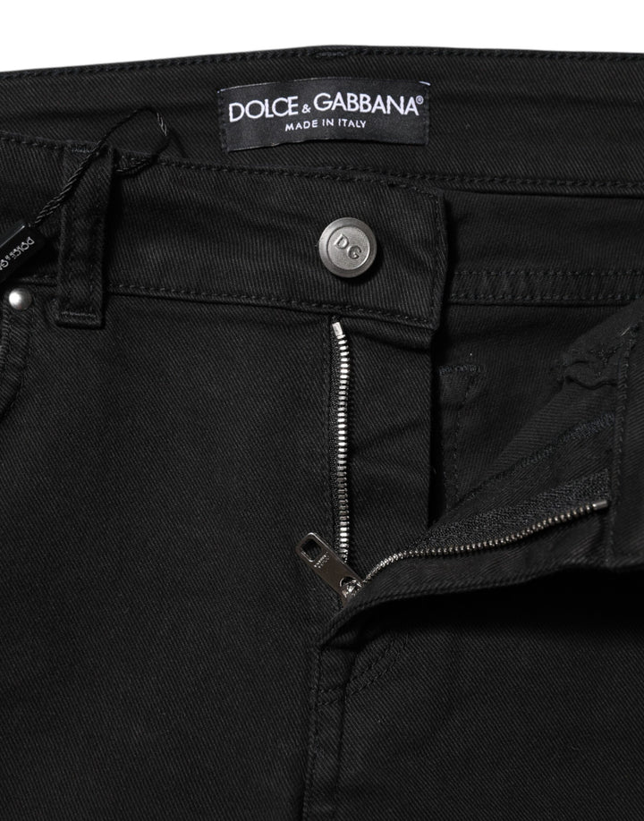 Dolce &amp; Gabbana Black Cotton Stretch Slim Fit Denim Jeans