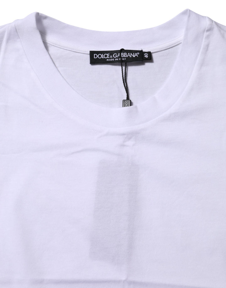 Dolce &amp; Gabbana White Cotton Round Neck Short Sleeves T-shirt