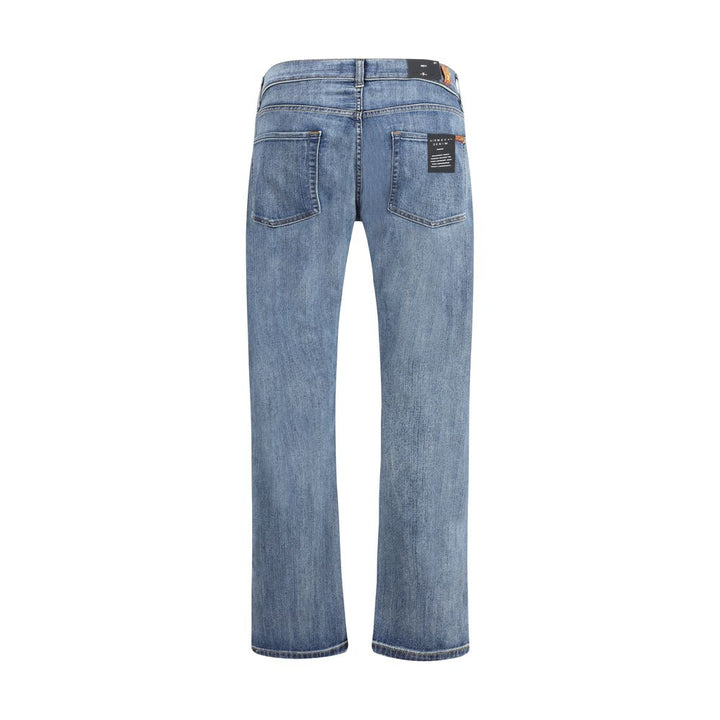 7FOR Blue Cotton Straight-Leg Jeans