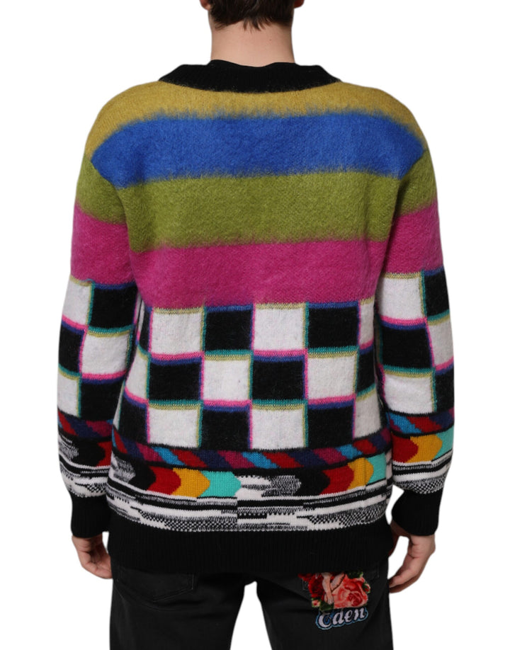 Dolce &amp; Gabbana Multicolor Glitch Design Pullover Sweater