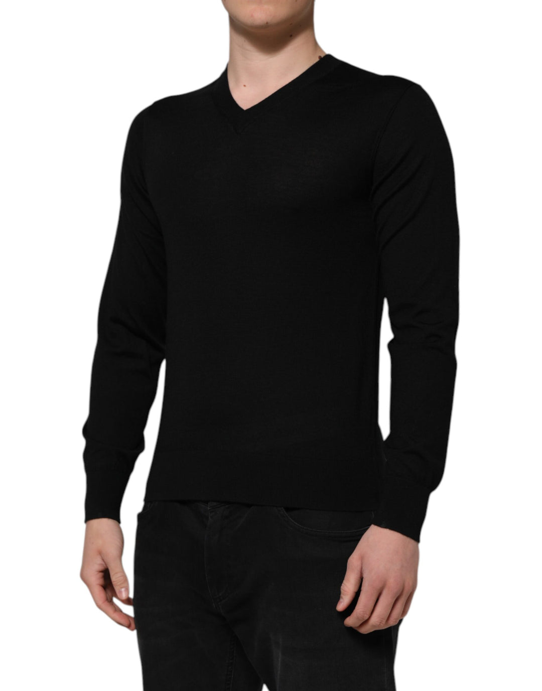 Dolce &amp; Gabbana Dark Gray Embroidered Logo Pullover Sweater