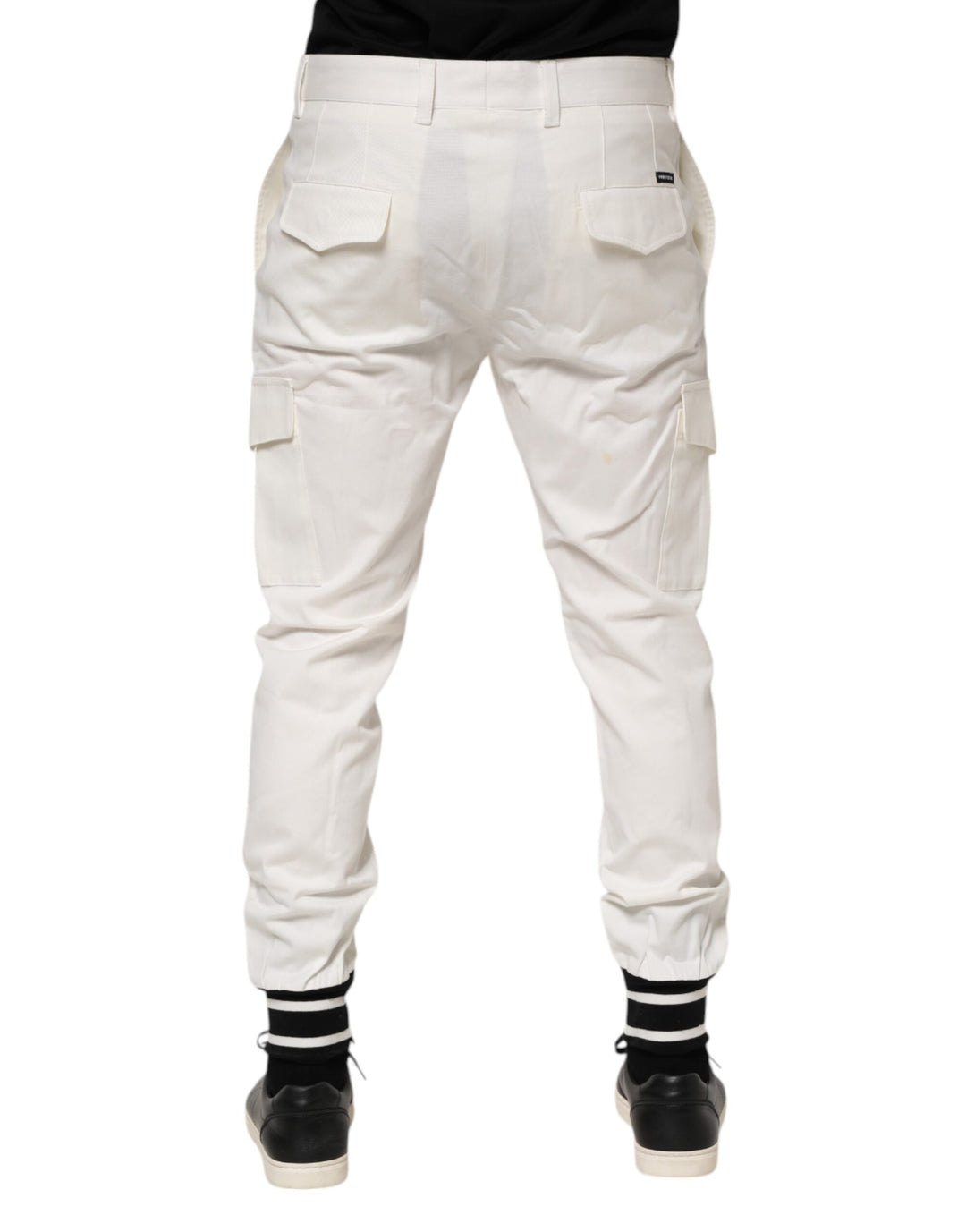Dolce &amp; Gabbana White Cotton Jogger Cargo Skinny Men Pants