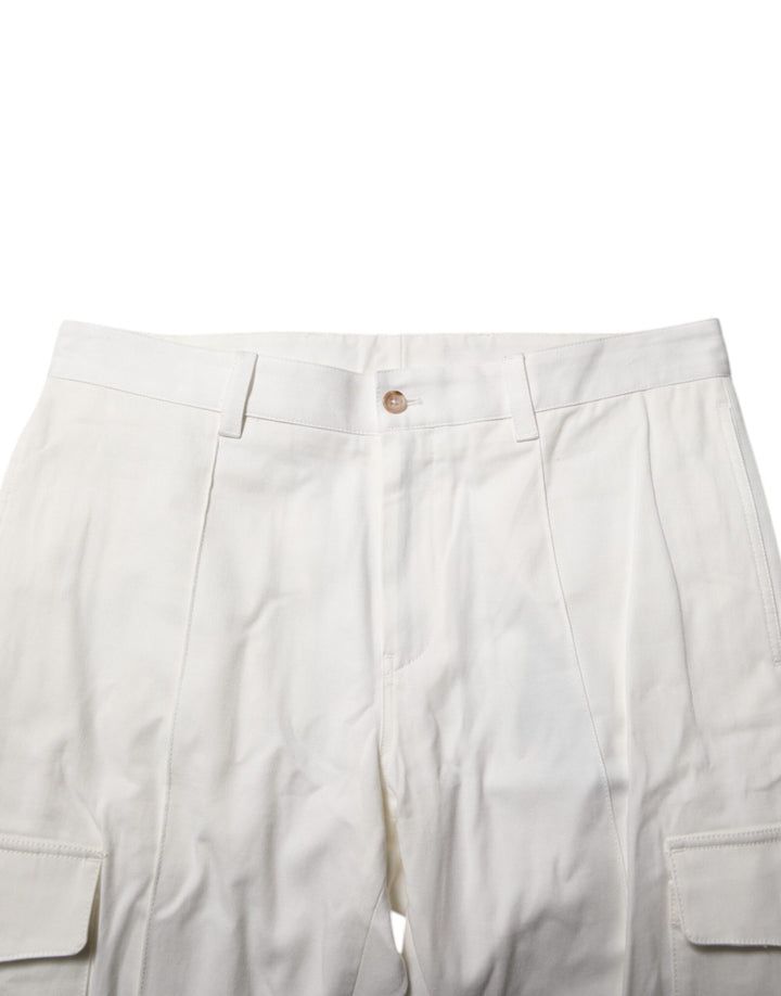 Dolce &amp; Gabbana White Cotton Jogger Cargo Skinny Men Pants