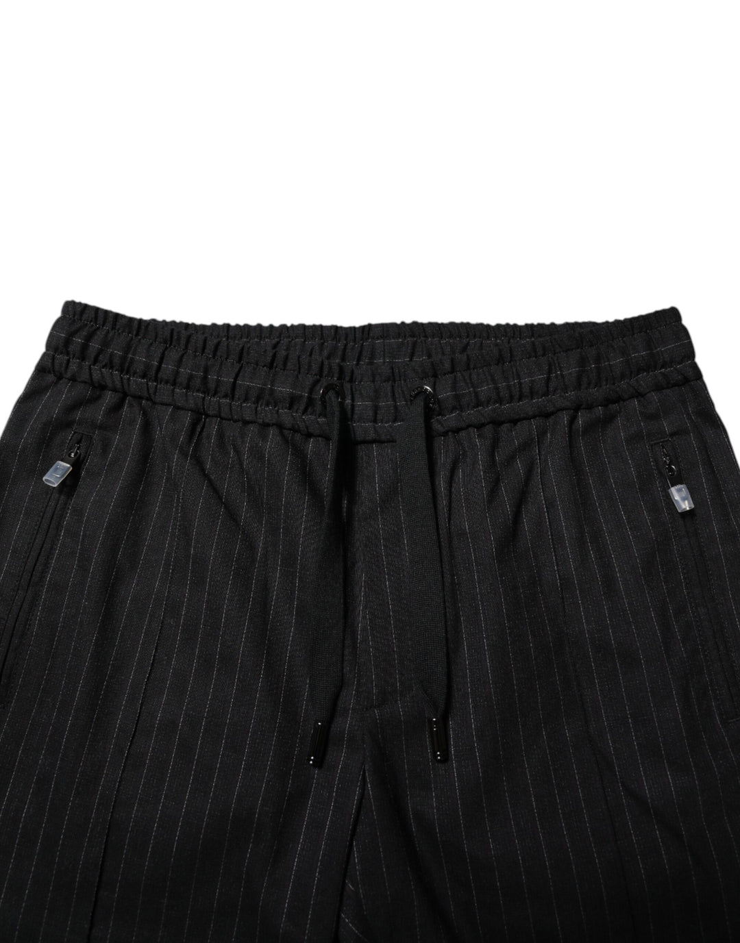 Dolce &amp; Gabbana Black Striped Wool Men Jogger Pants