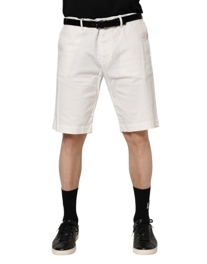 Dolce &amp; Gabbana White Chinos Cotton Stretch Men Casual Shorts