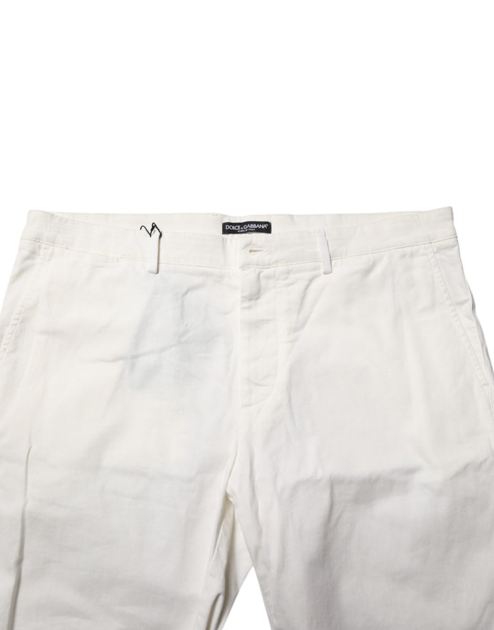 Dolce &amp; Gabbana White Chinos Cotton Stretch Men Casual Shorts