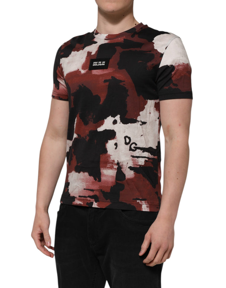 Dolce &amp; Gabbana Multicolor Camouflage Men Crew Neck T-shirt
