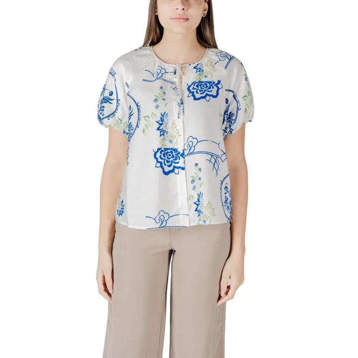 ICHI White Viscose Shortsleeve Shirt